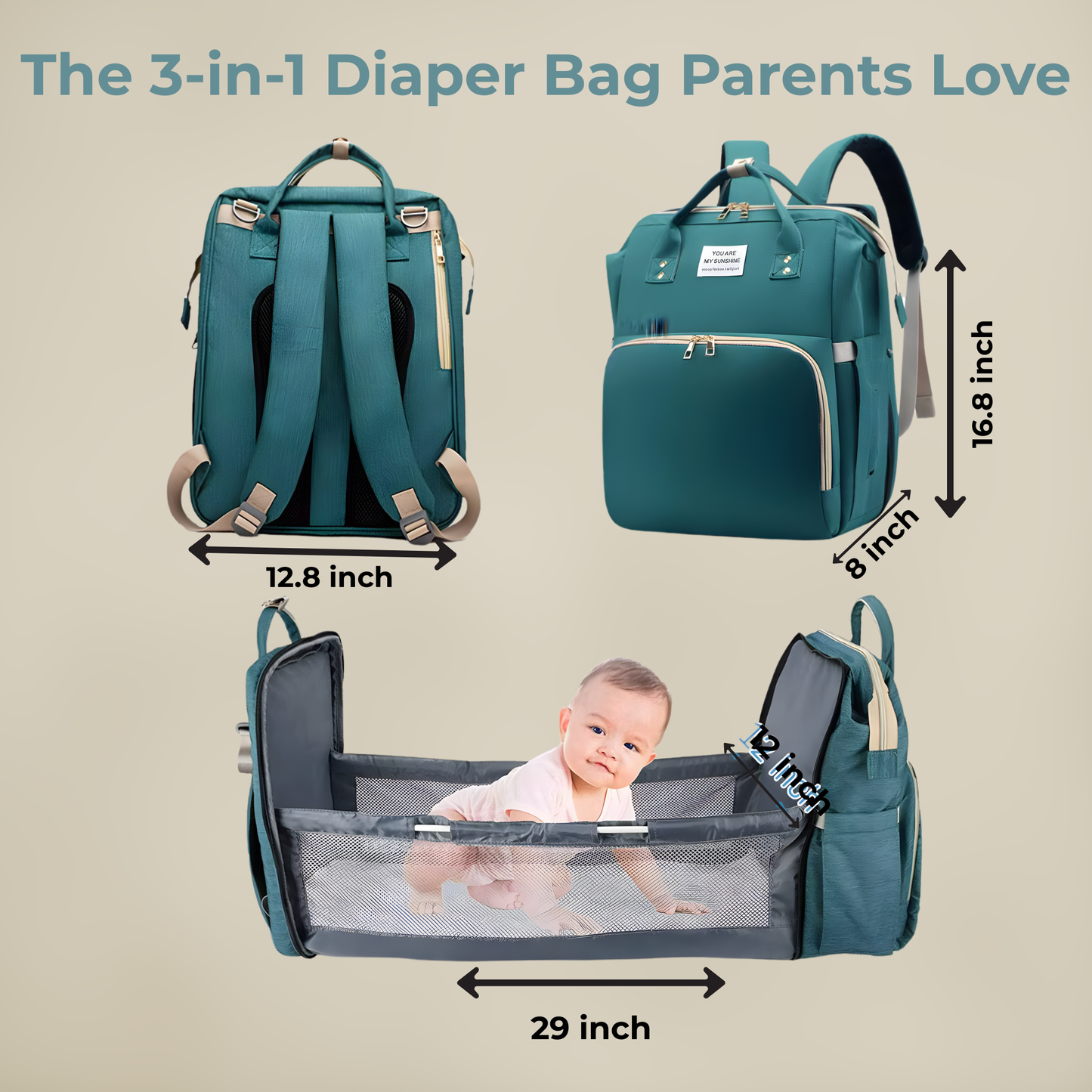 3-in-1 Diaper Bag Backpack